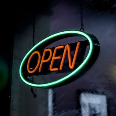 Open neon sign