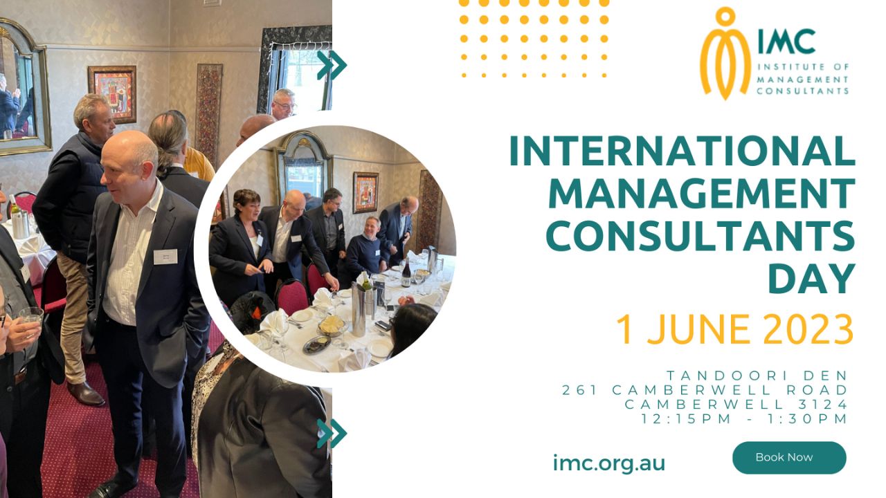 Institute of Management Consultants Lunch with Spectrum Analysis Australia Tandoori Den Camberwell Invitation