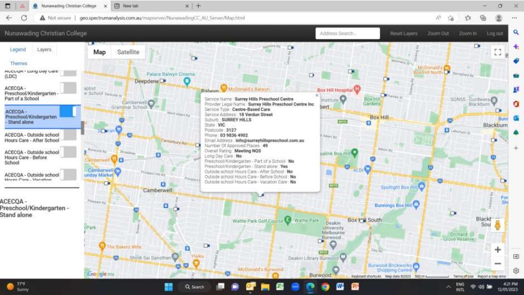 Early Education and Child Care Centre Data Mapping Spectrum Analysis